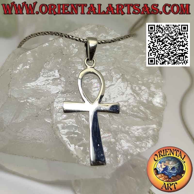 Silberanhänger, Ägyptisches Kreuz Ankh "Schlüssel des Lebens" glatt und flach (mittel)