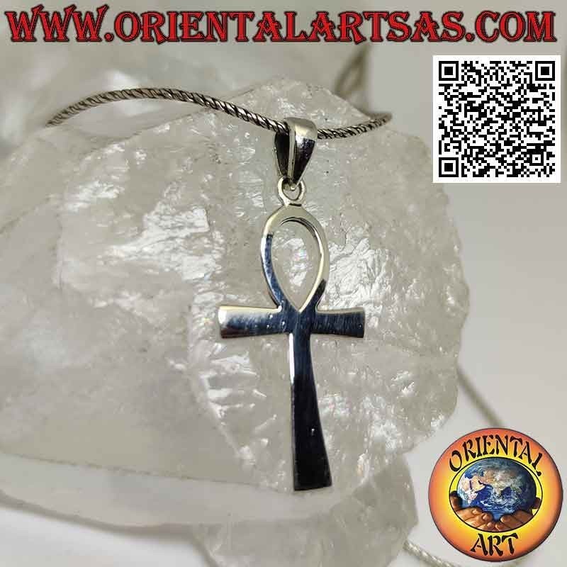 Silberanhänger, Ägyptisches Kreuz Ankh "Schlüssel des Lebens" glatt und flach (mittel)