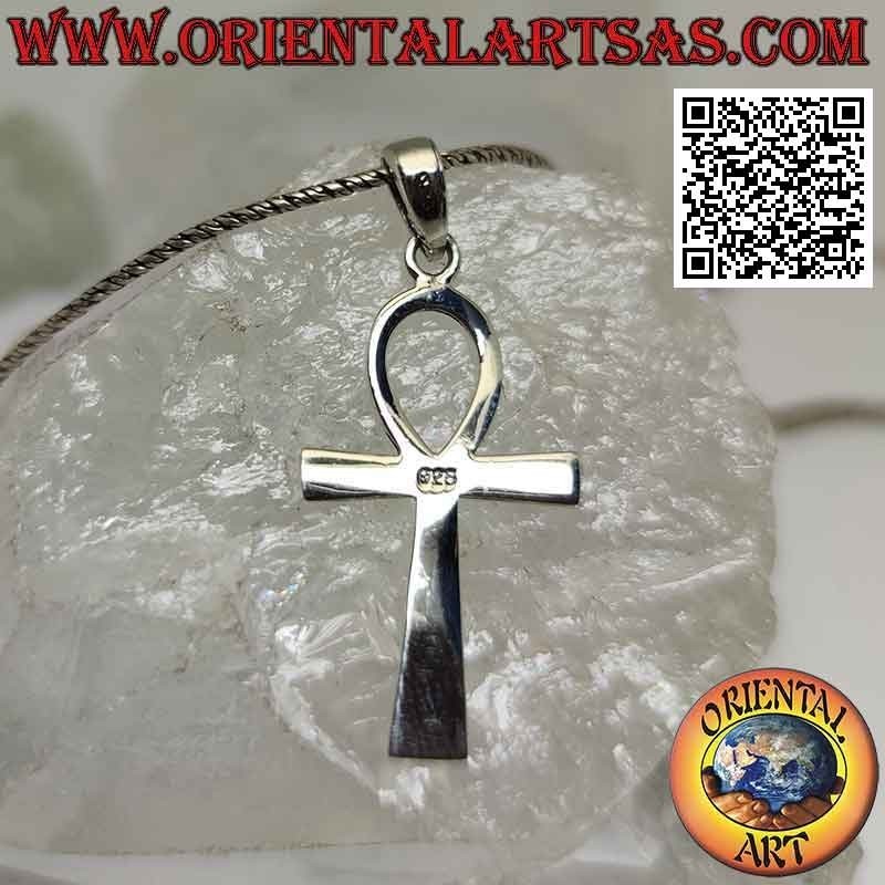 Silver pendant, Egyptian cross ankh "key of life" smooth and flat (medium)