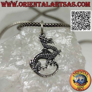 Silver pendant, "Coccatrice" dragon with dotted profile