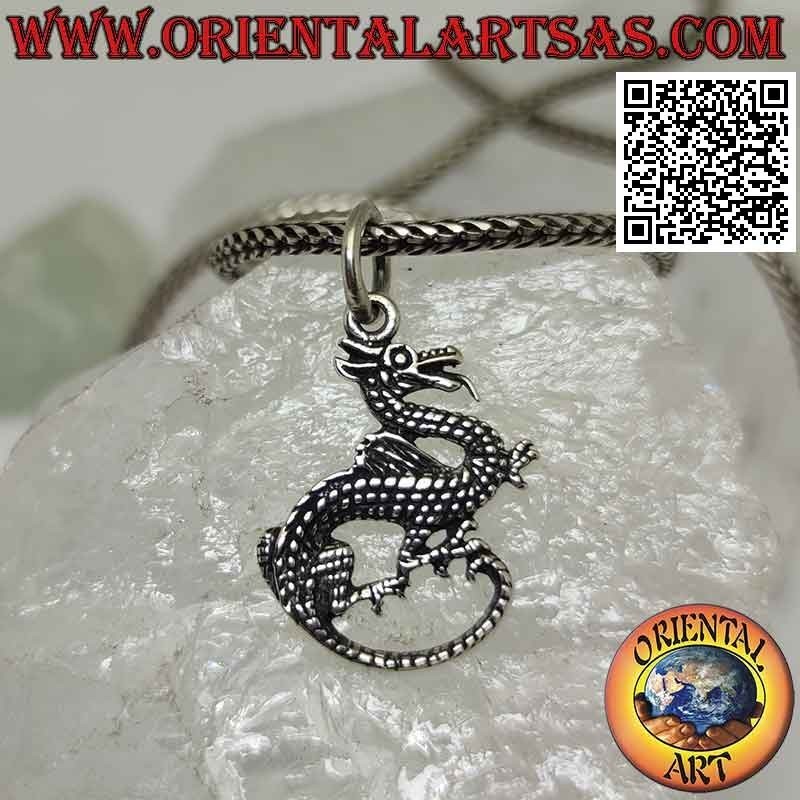 Pendentif en argent, dragon "Coccatrice" au profil pointillé