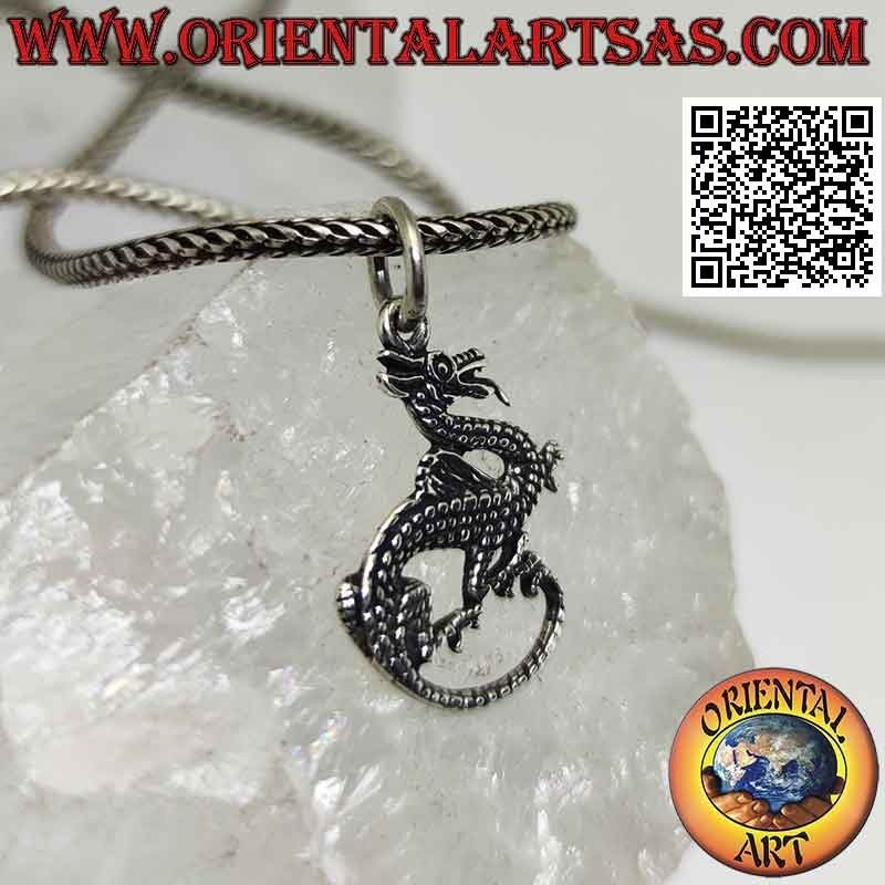Pendentif en argent, dragon "Coccatrice" au profil pointillé