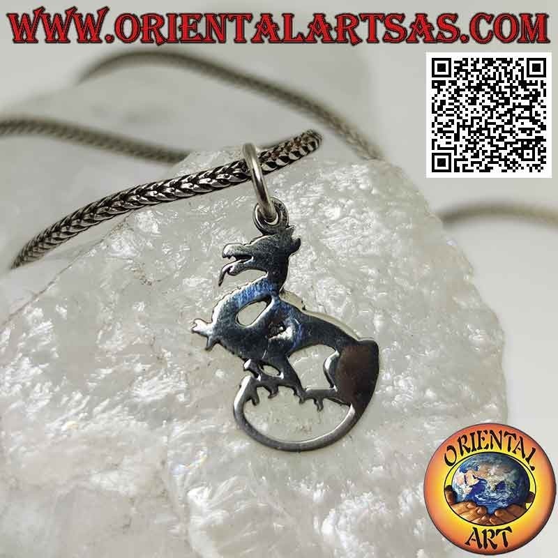 Colgante de plata, dragón "Coccatrice" con perfil punteado