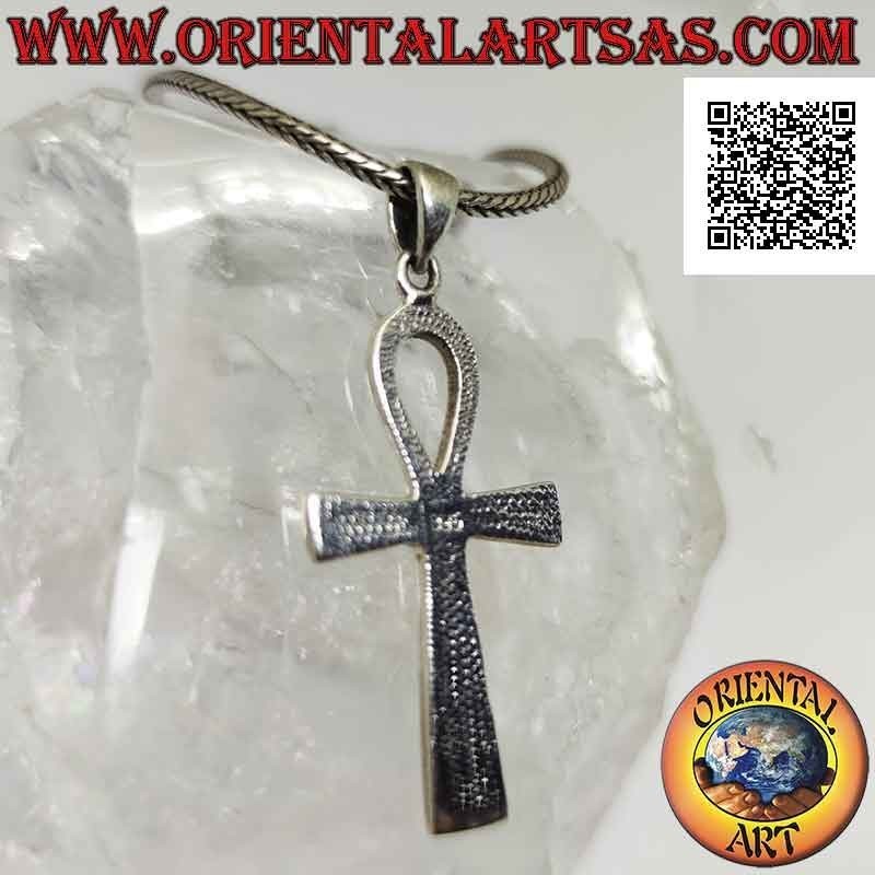 Pendentif en argent, croix égyptienne ankh "clé de vie" lisse et arrondie sur les bords