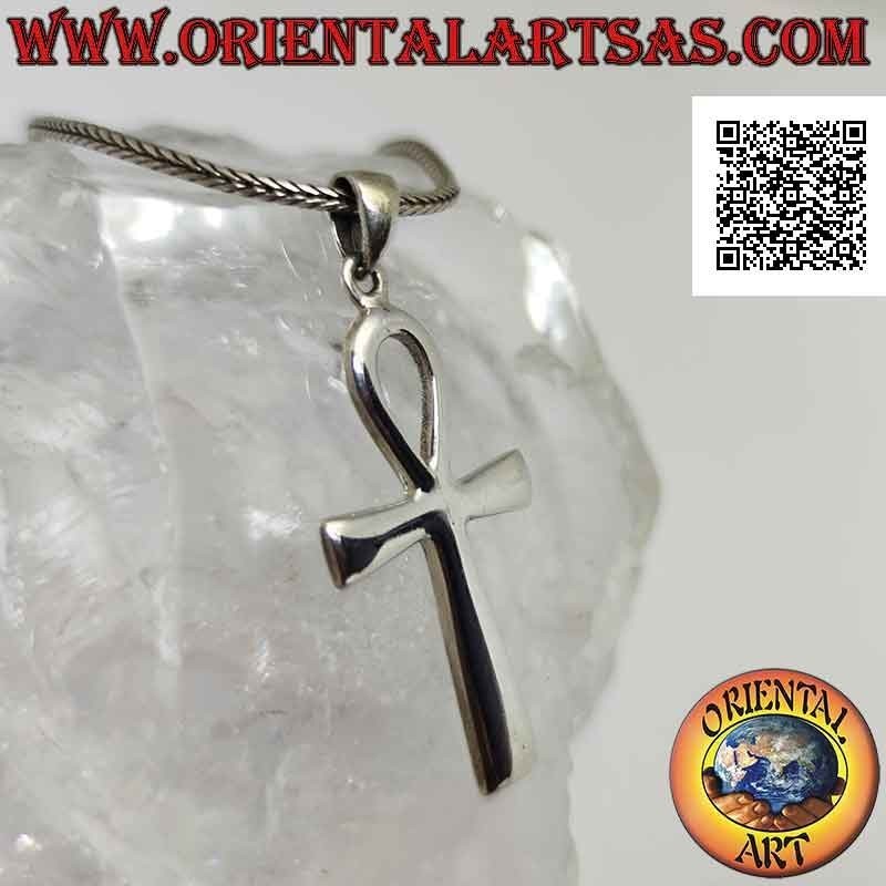 Silver pendant, Egyptian cross ankh "key of life" smooth and rounded on the edges