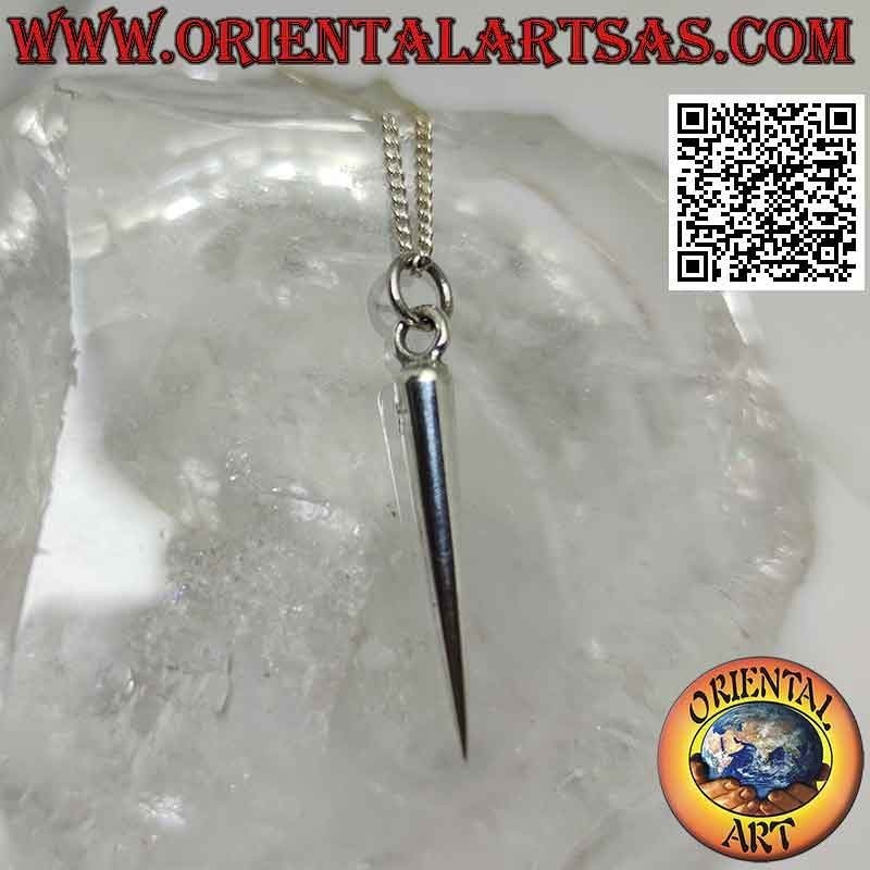 Pendentif en argent, pointe conique allongée et lisse