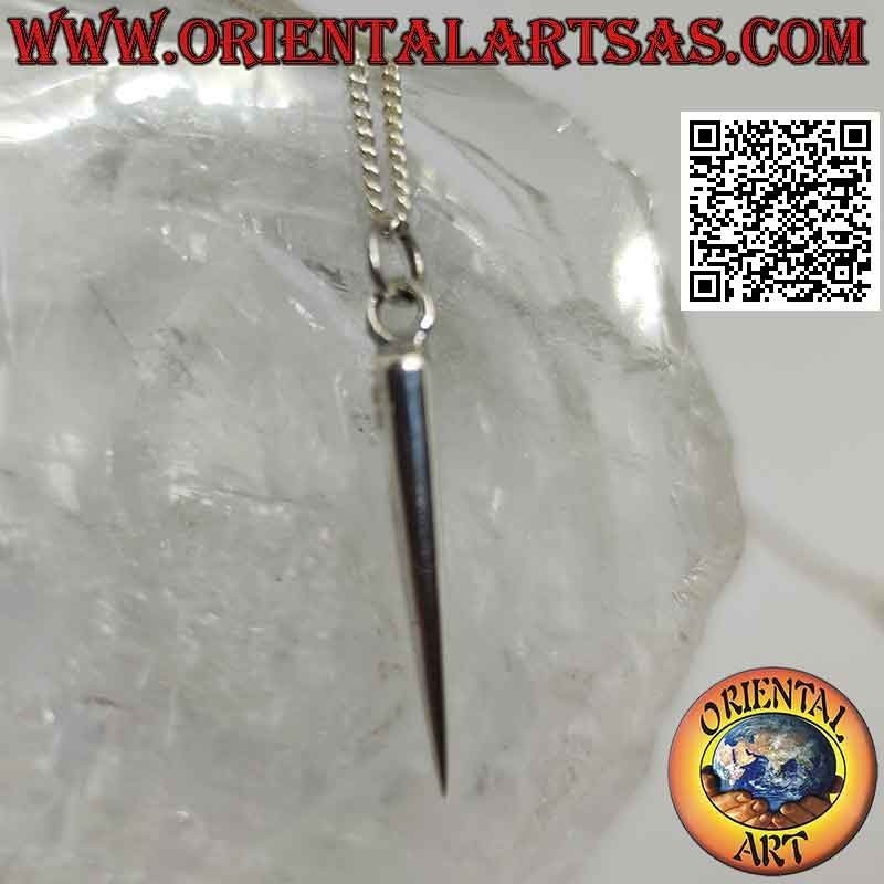 Pendentif en argent, pointe conique allongée et lisse
