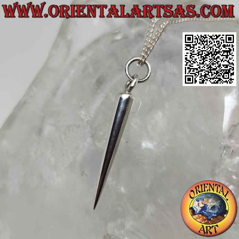 Silver pendant, elongated and smooth conical tip