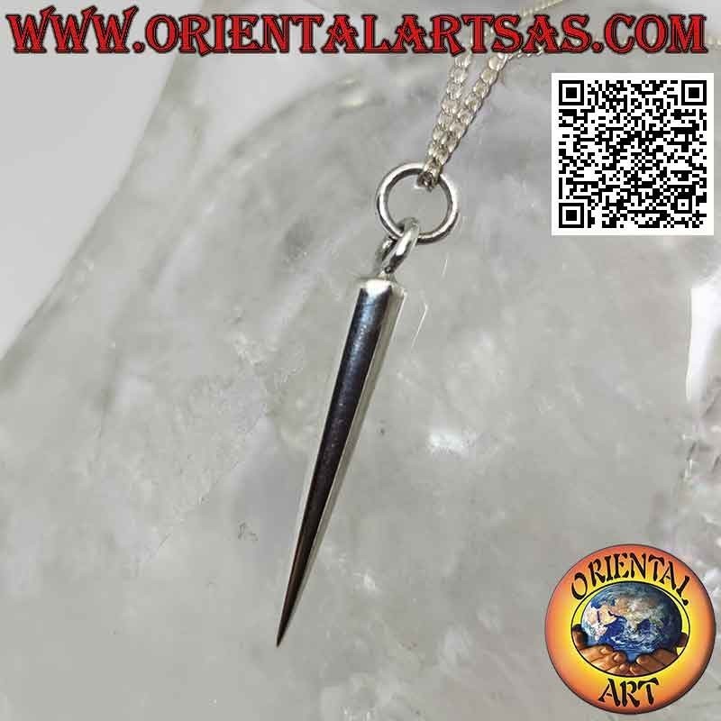Silver pendant, elongated and smooth conical tip