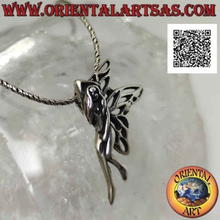 Silver pendant, the three-quarter fairy in an intimate and private moment