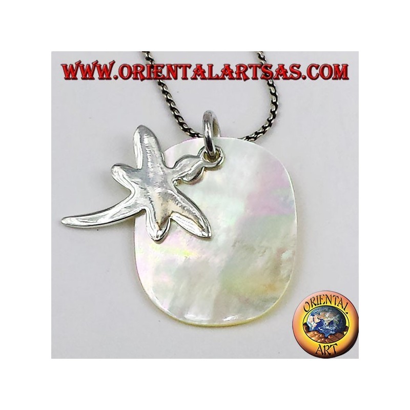 pendentif en argent Dragonfly sur la mère de la plaque de perles