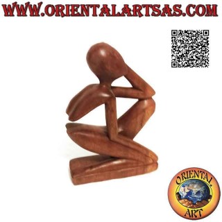 Sculpture "the thinker in profile" in abstract style on a suar wood base, 20 cm