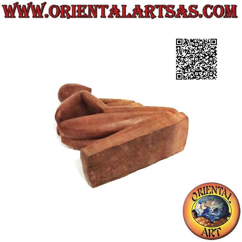 Scultura "il pensatore di profilo" in stile abstract su base in legno di suar, 20 cm