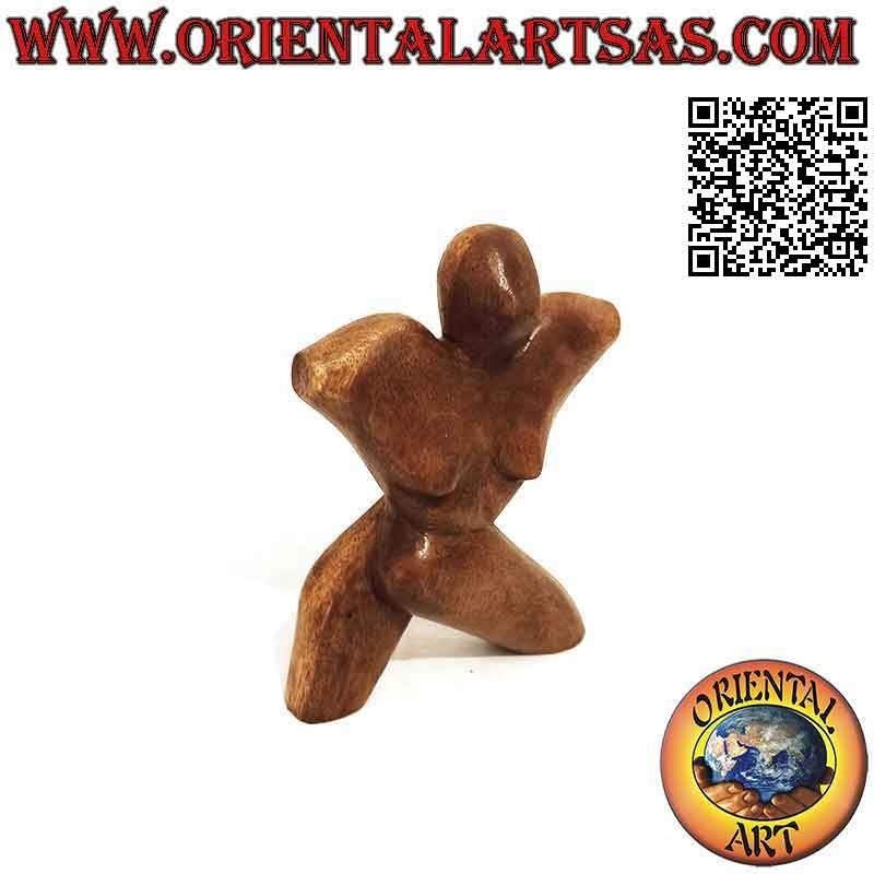 Escultura en forma de X del busto de atleta en madera de suar de 20 cm