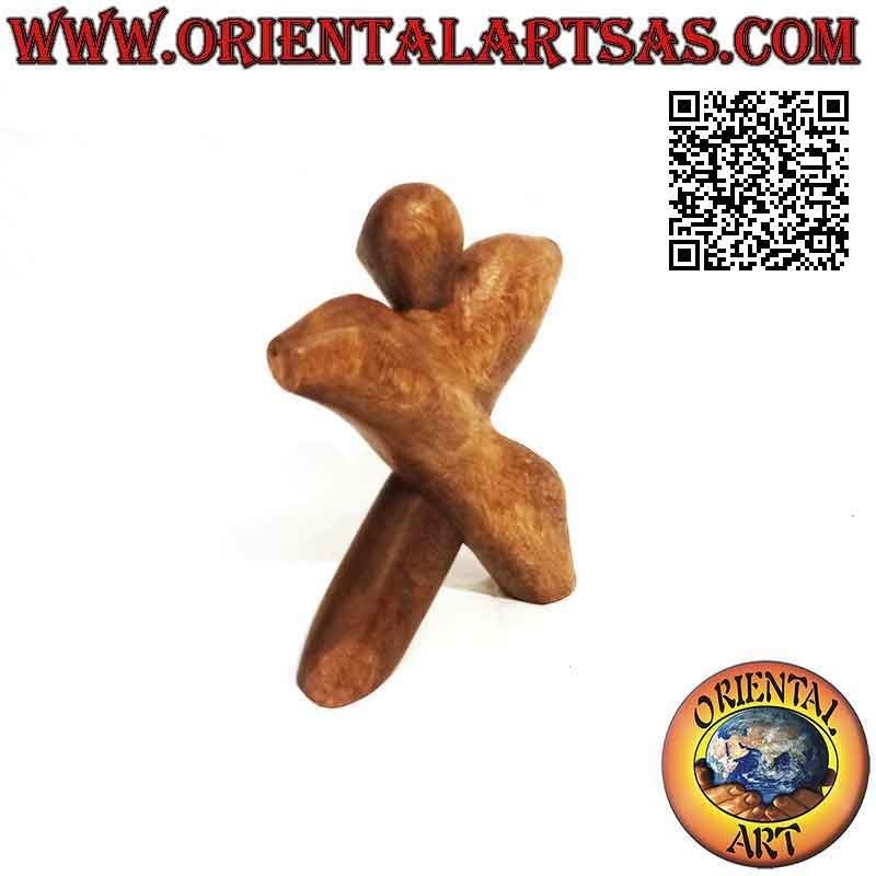 Escultura en forma de X del busto de atleta en madera de suar de 20 cm