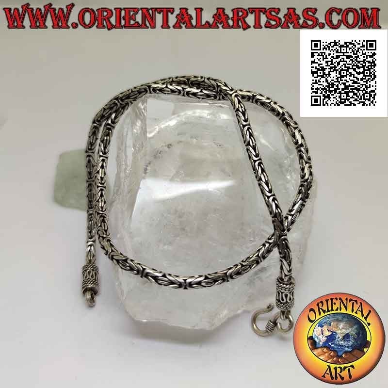 Borobudur (enlace bizantino) Collar de plata 925 ‰ 41 cm x 3,5 mm (gancho serpentino)