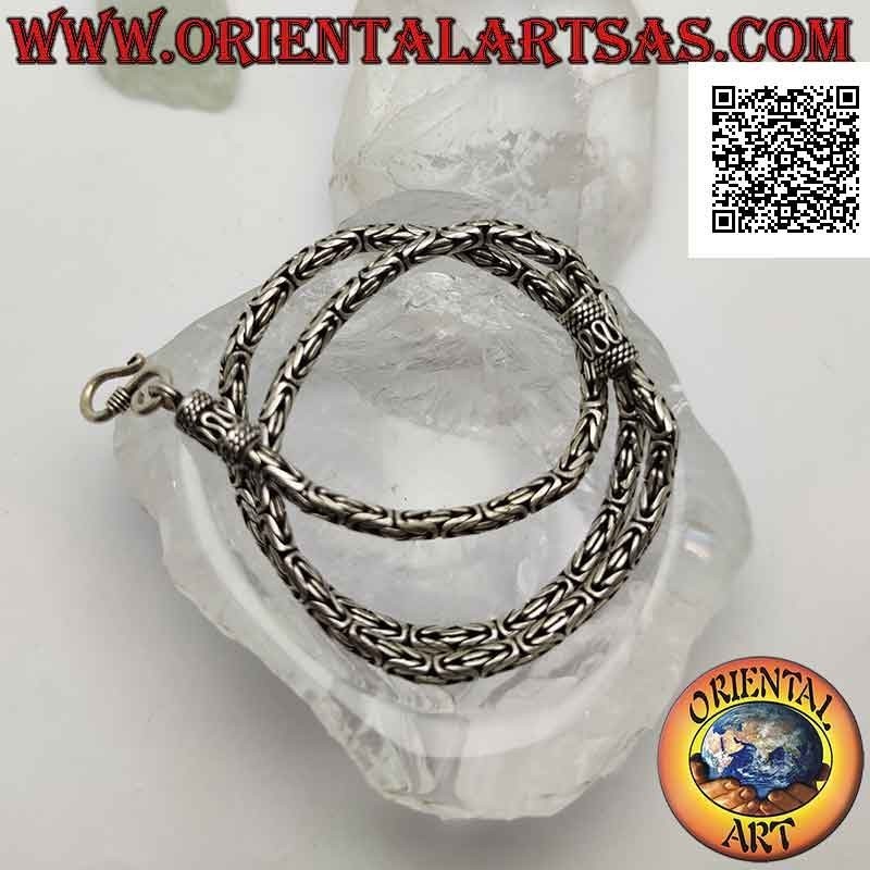 Borobudur (enlace bizantino) Collar de plata 925 ‰ 41 cm x 3,5 mm (gancho serpentino)