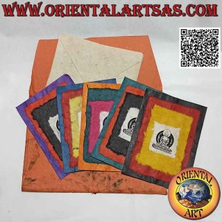 Tarjetas de felicitación de papel de arroz nepalíes con sobre (colores surtidos), juego de 5 piezas