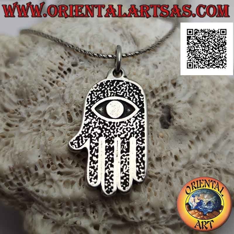 Silver pendant, hand with eye in bas-relief on the palm (against the evil eye)