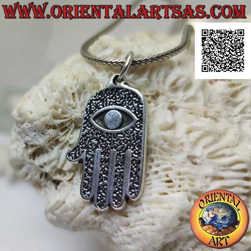Silver pendant, hand with eye in bas-relief on the palm (against the evil eye)