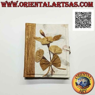 Album fotografico in carta di riso e corteccia d'albero con petali e ricamo, 20 cm