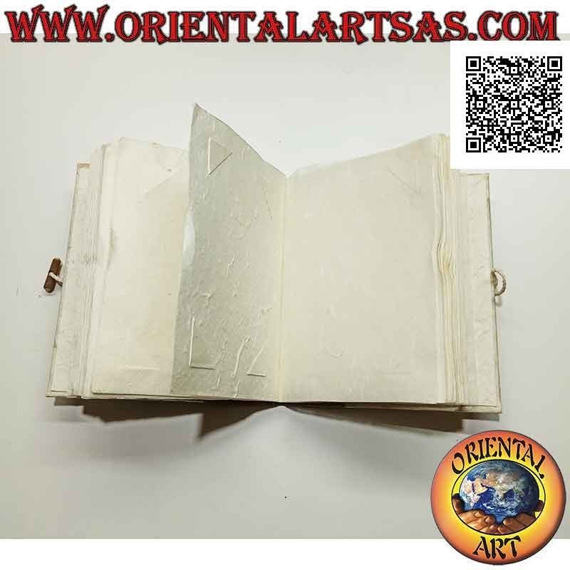 Album fotografico in carta di riso e corteccia d'albero con petali e ricamo, 20 cm