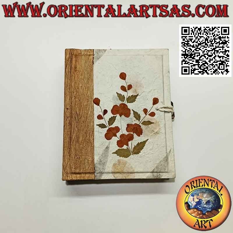 Photo album in rice paper and tree bark with petals, 20 cm