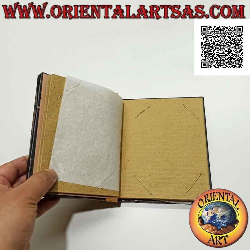 Photo album in natural paper and dried woods and barks, grains and shells (16.5 cm)