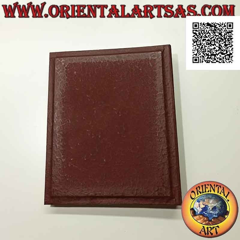 Rice paper photo album with burgundy cover and silver plate, 27 cm
