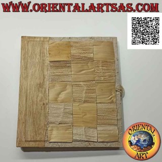 Photo album in rice paper and tree bark with checked cover, 27 cm