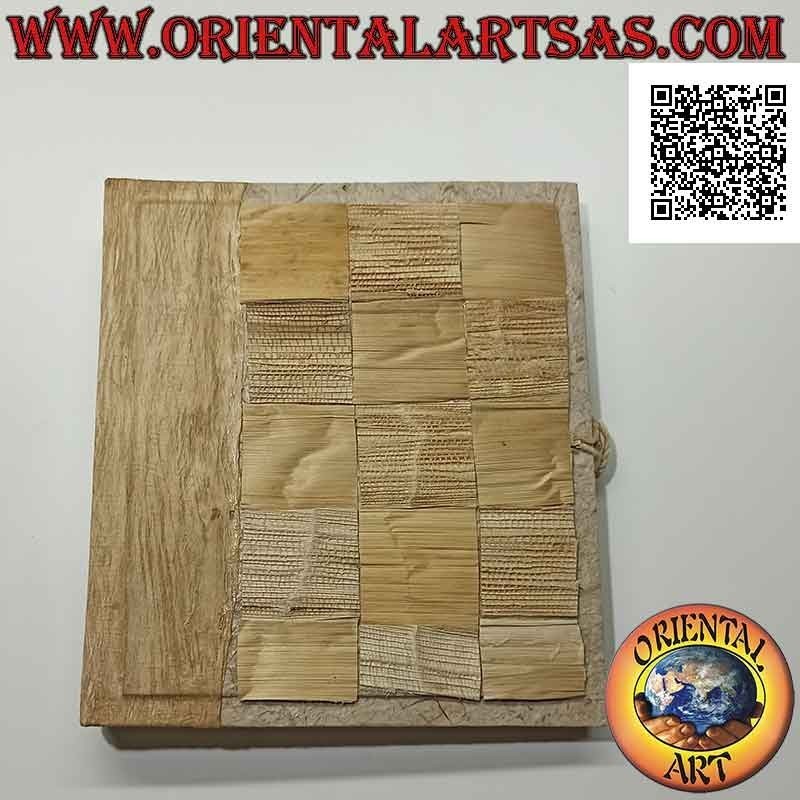 Photo album in rice paper and tree bark with checked cover, 27 cm