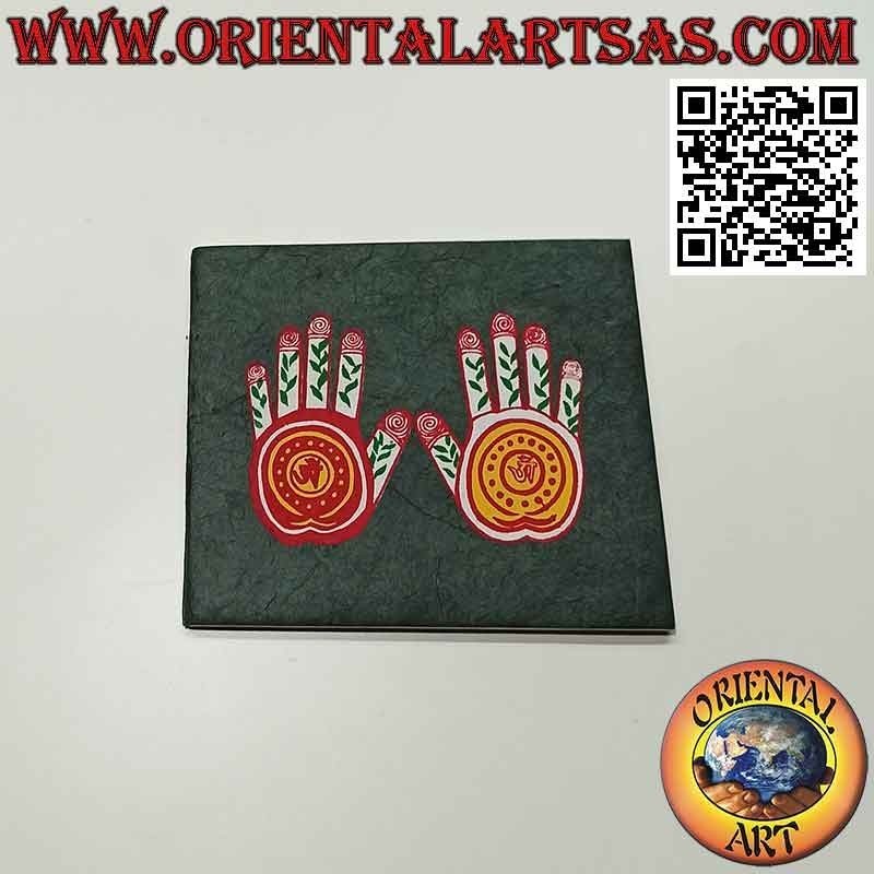 Horizontal notebook with pattern, Nepalese rice paper (9.5 x 11 cm)