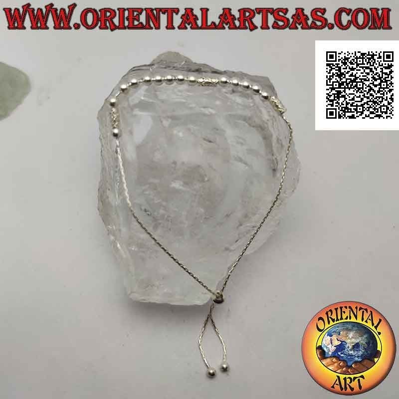 Pulsera de plata 925 ‰ amuleto de la suerte "creer" con bolas y tubos insertados (cierre ajustable)