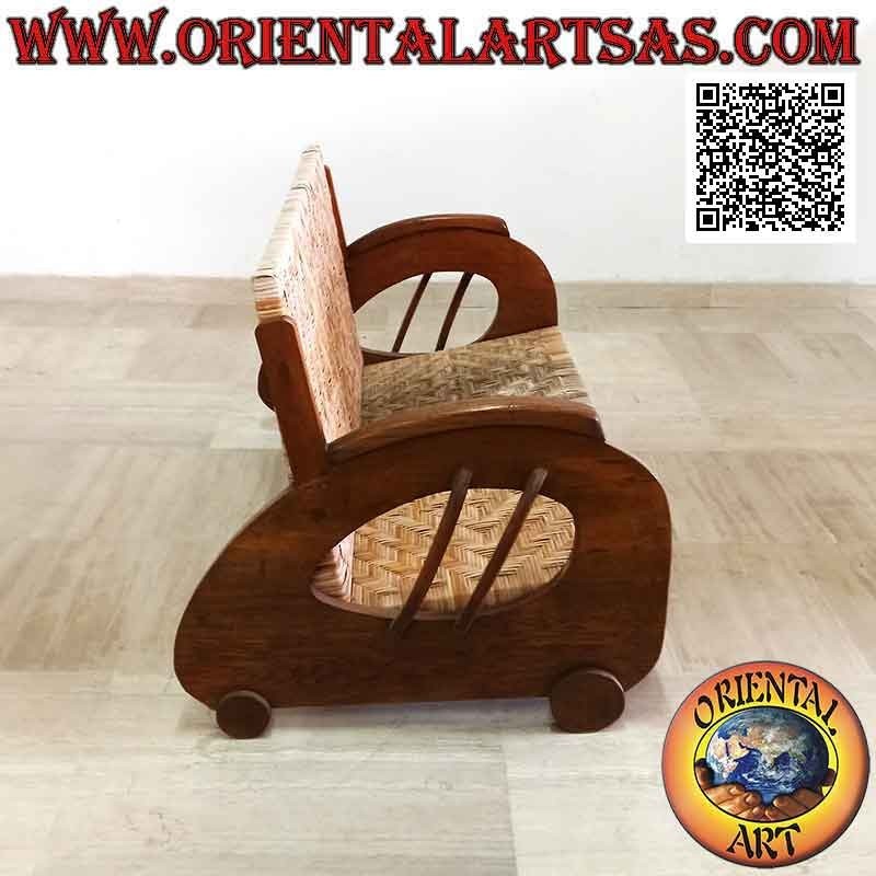 Poltrona bassa a due posti in stile imperiale in legno di teak e bambù (doppia fascetta)