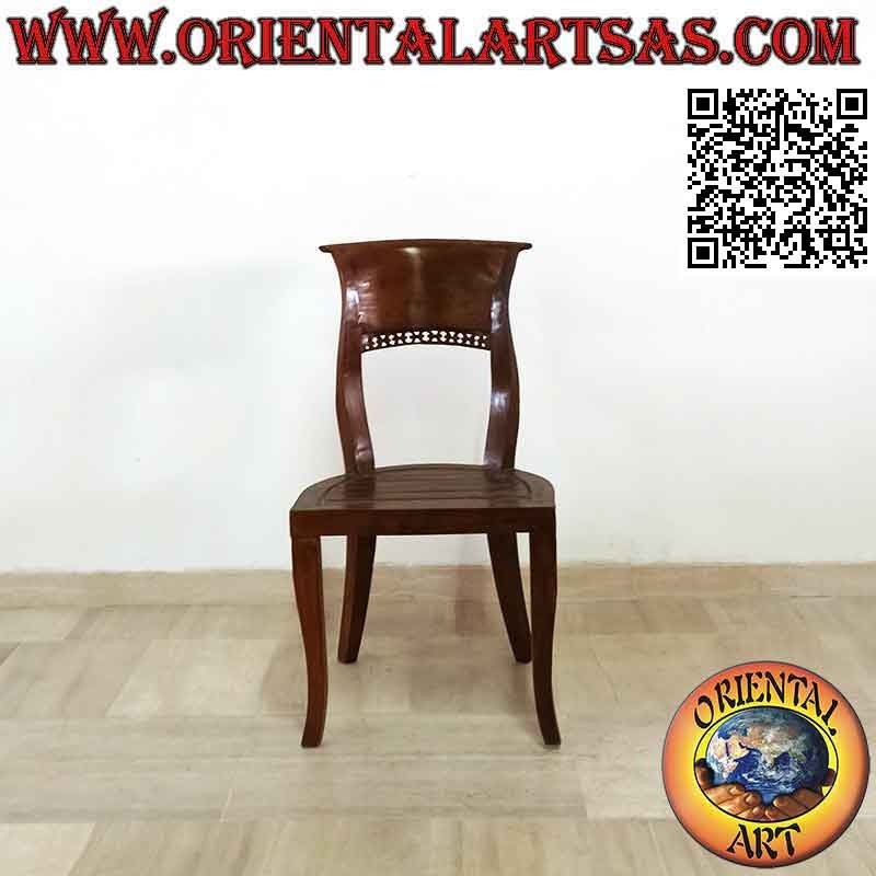 Baroque Italy style chair with teak wood slatted seat