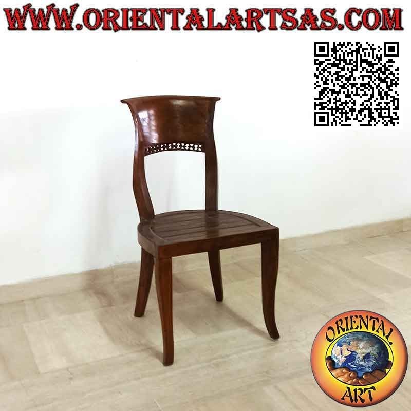 Silla barroca de estilo italiano con asiento de listones de madera de teca