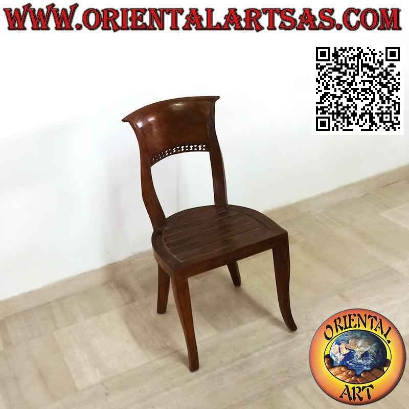 Baroque Italy style chair with teak wood slatted seat