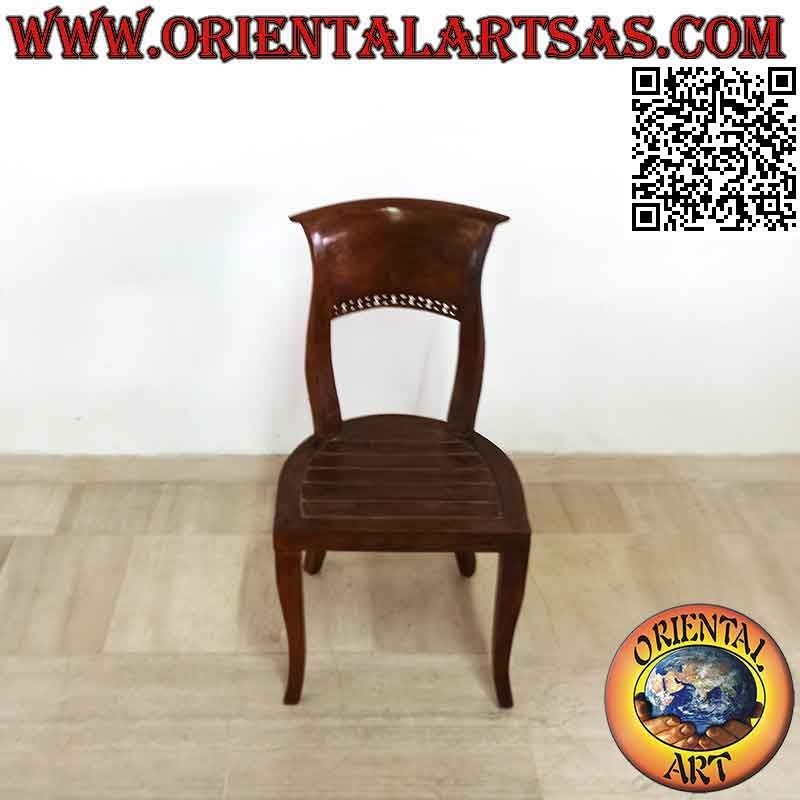 Chaise de style Italie baroque avec assise à lattes en bois de teck