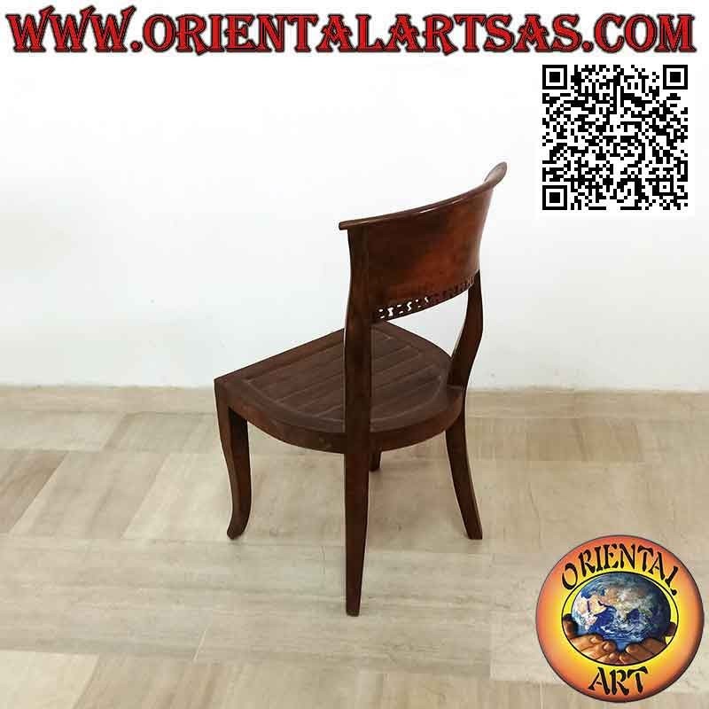 Baroque Italy style chair with teak wood slatted seat