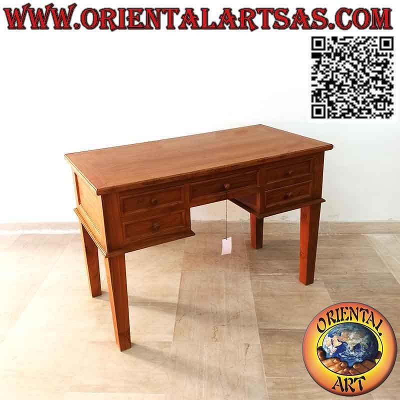 Scrivania a 5 cassetti in  stile "essential" in legno di teak (120x 60)