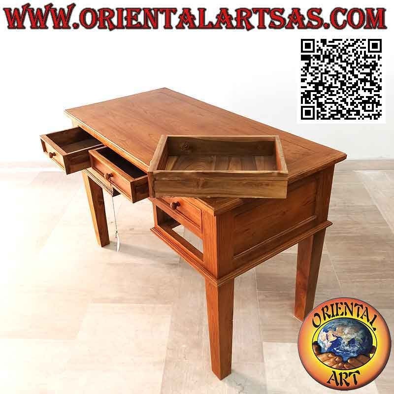 Escritorio de 5 cajones estilo "Essential" en madera de teca (120x 60)