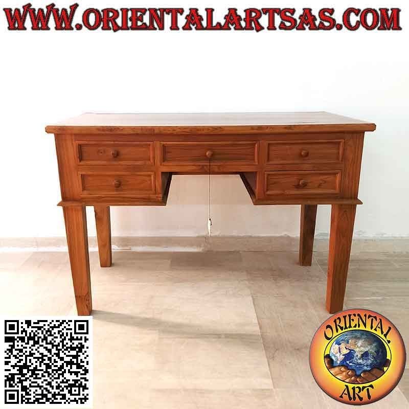 Escritorio de 5 cajones estilo "Essential" en madera de teca (120x 60)