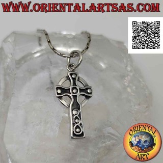 Silver pendant, Celtic cross with bas-relief balls decoration on the tips