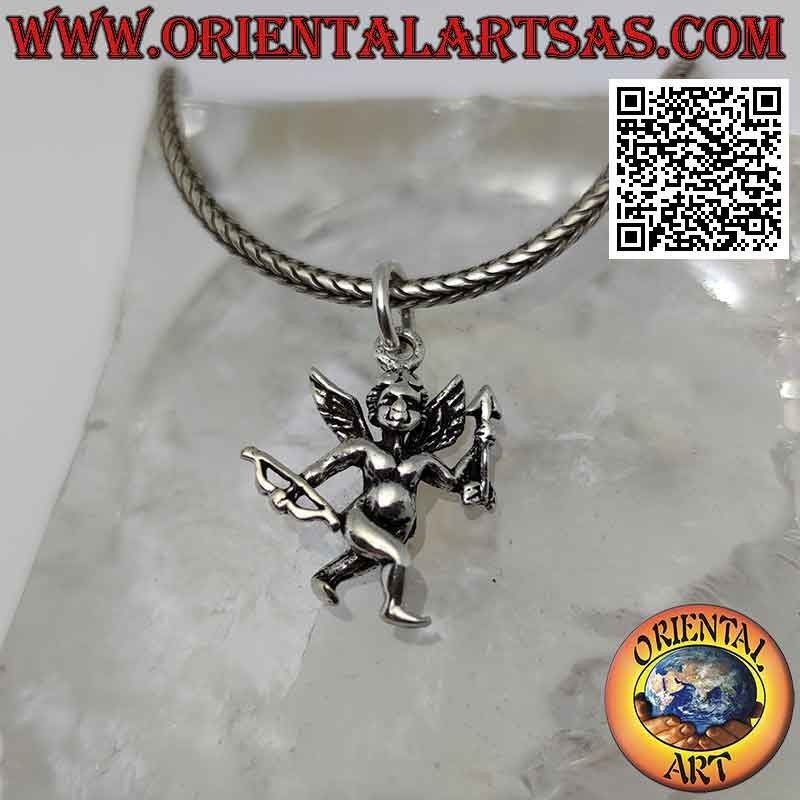 Colgante de plata, el angelito "Cupido" con arco y flecha