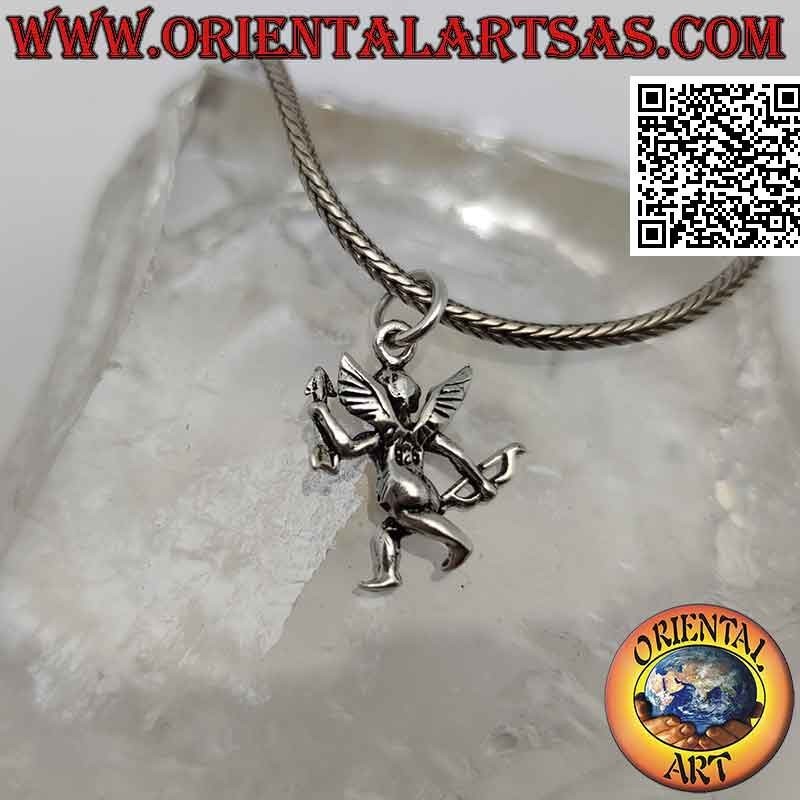 Colgante de plata, el angelito "Cupido" con arco y flecha
