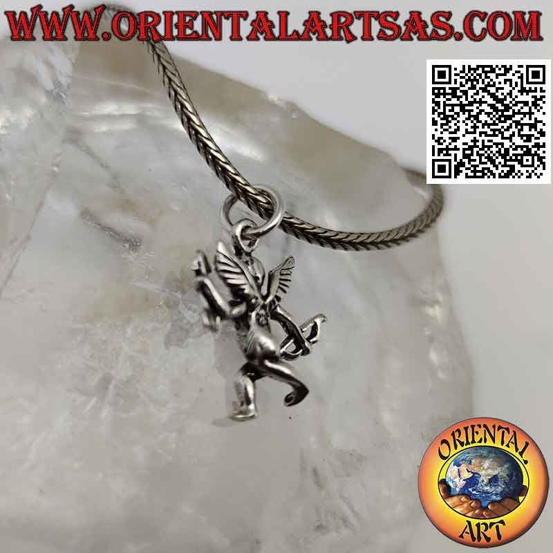 Silver pendant, the angel "Cupid" with bow and arrow