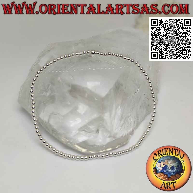 Pulsera de plata con bolas de 2 mm Ø ensartadas en elástico