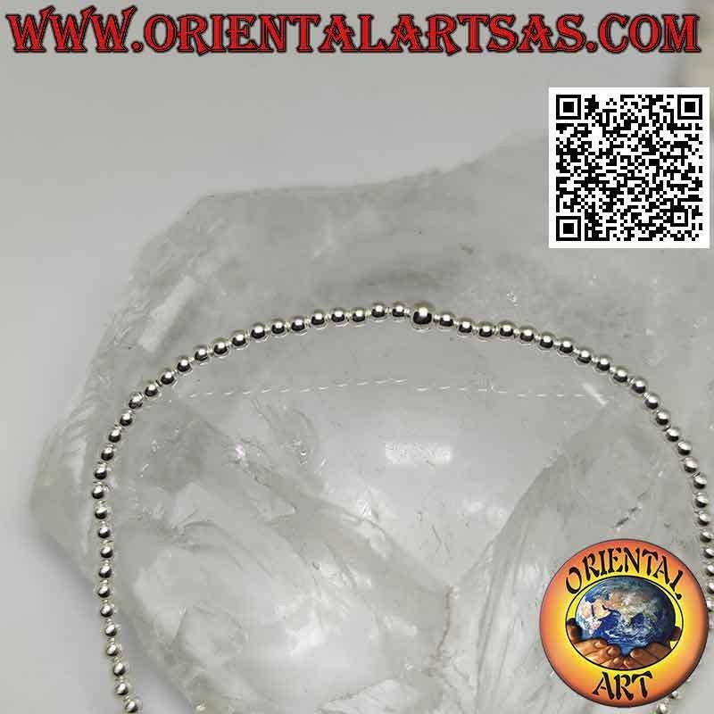 Pulsera de plata con bolas de 2 mm Ø ensartadas en elástico