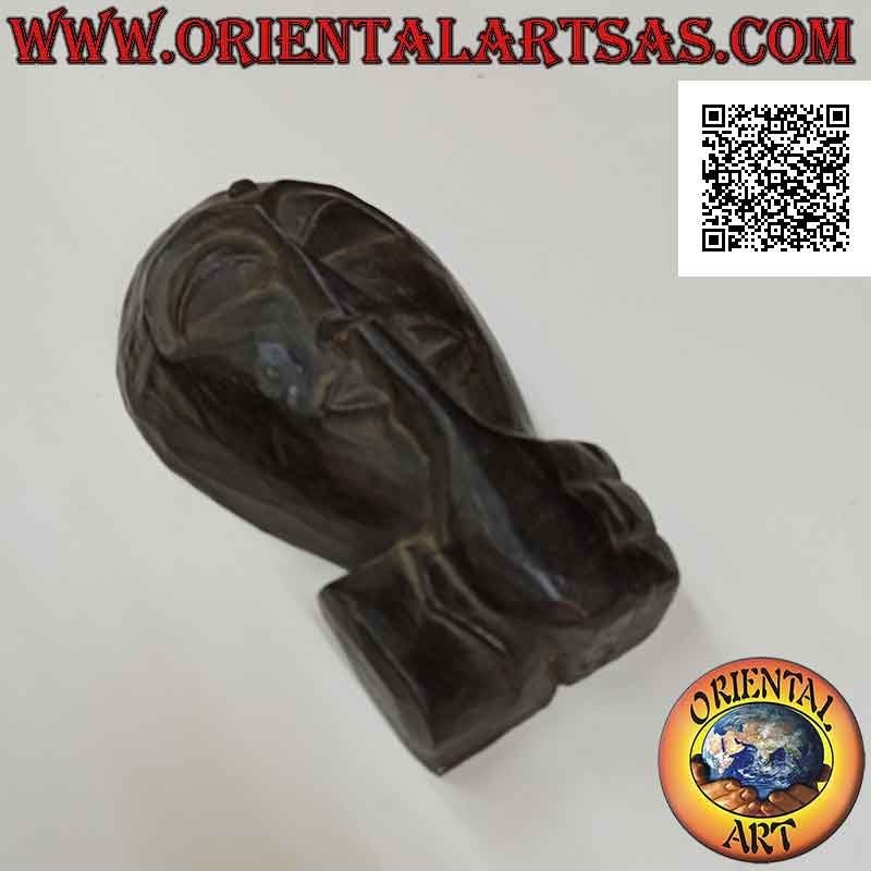 Mask of a silent indigenous "shh" in balsa wood, 26 x 15 cm