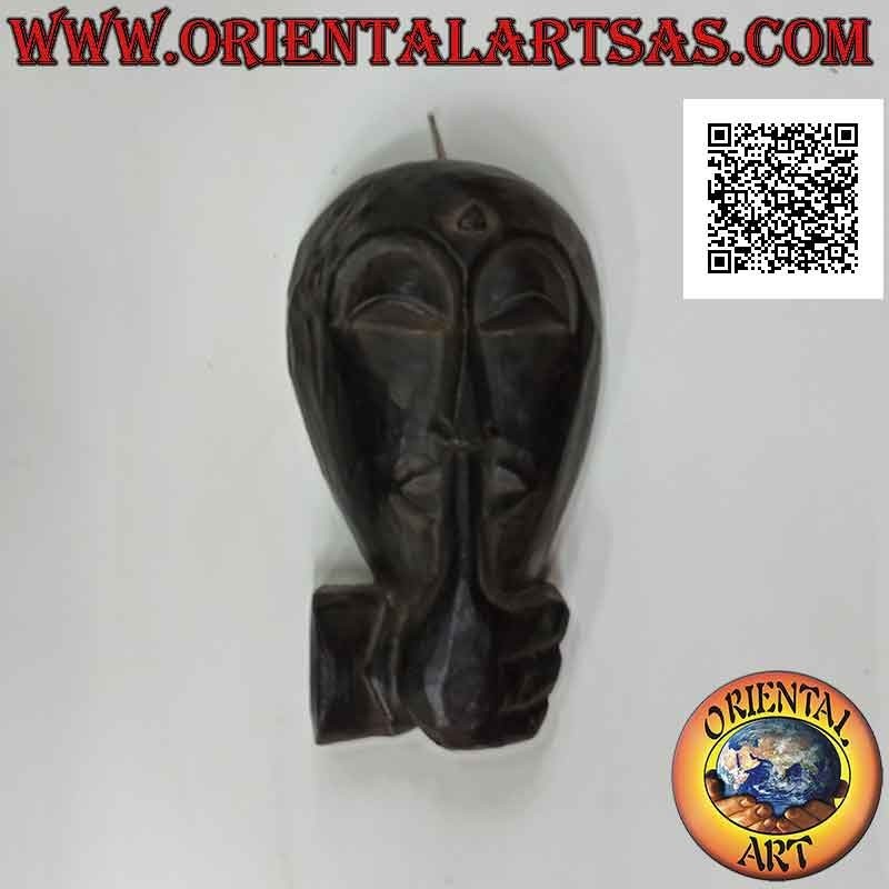 Maschera di un indigeno in silenzio "shh" in legno di balsa, 26 x 15 cm